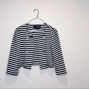 [forever 21] Black & White Striped Cropped Blazer